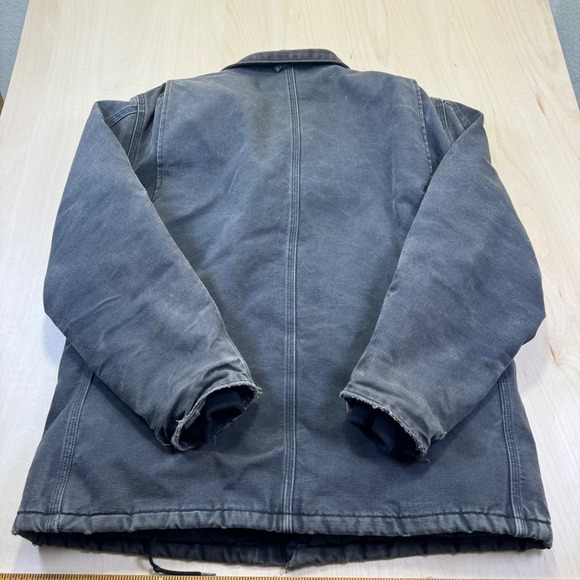 Carhartt Mens Work CQ185 Coat Jacket Quilted Lined‎ Black Faded Distressed - Picture 7 of 12